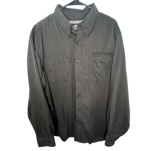 Harley Davidson Long Sleeve Pinstriped Button Up Collared Shirt With Patches